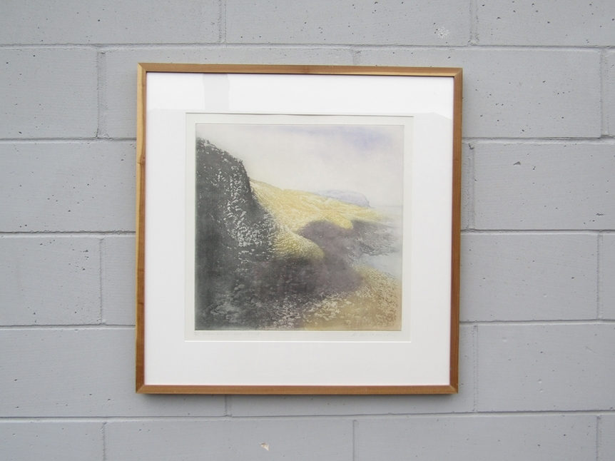 A. WILKINSON (XX/XXI): A framed and glazed etching with aquatint, 'Clamshell Cove, Staffa'. Pencil