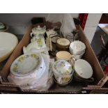 A mixed box to include Richi china made in occupied Japan tea set, Norwich Coronation programmes,