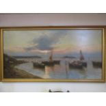 DE LUCA: An oil on canvas depicting Naples sea scene, signed lower right, gilt framed, 58.5cm x
