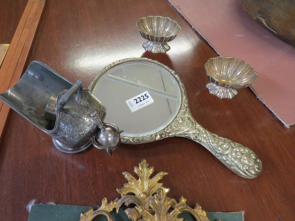 A selection of silver plated wares, horn handled cutlery etc.