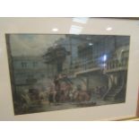 After John Carles Maggs (1819-1896), a coloured lithograph of the 17th Century Oxford Arms Inn,