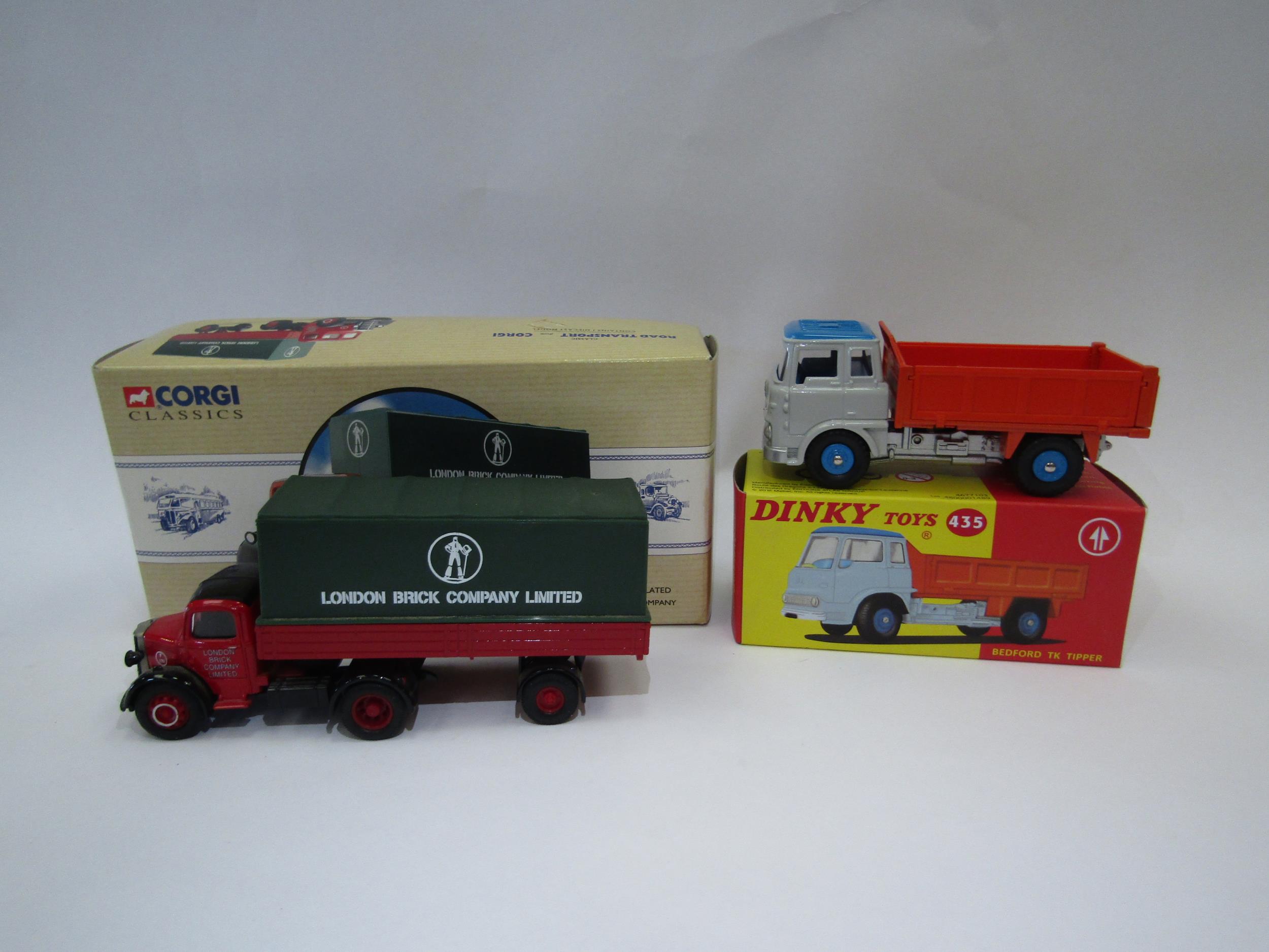 An Atlas Editions Dinky Toys Bedford TK Tipper and Corgi Classics Bedford Articulated London Brick