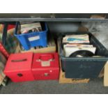 Four boxes and two cases of 7" singles including Small Faces, Alice Cooper, The Monkees, Roxy