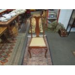 Four Edwardian Queen Anne style inlaid high back dining chairs, with drop-in seats and cabriole