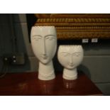 Two Gisela Graham white lady ceramic vases, 30cm tall and 20cm tall