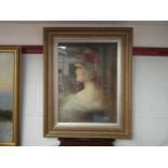 A pair of prints of young ladies, signed A. Asti, gilt framed, 54cm x 39cm
