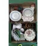 Two boxes of ceramics including 19th century and later examples
