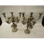 Two pairs of plated candelabrum