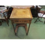 A 19th Century veneered writing desk with faux drawers and single drawer to side with lid opening to