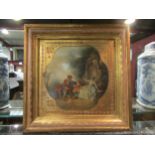 A highly ornate print on square panel gilt embellishment, 22cm x 22cm image size