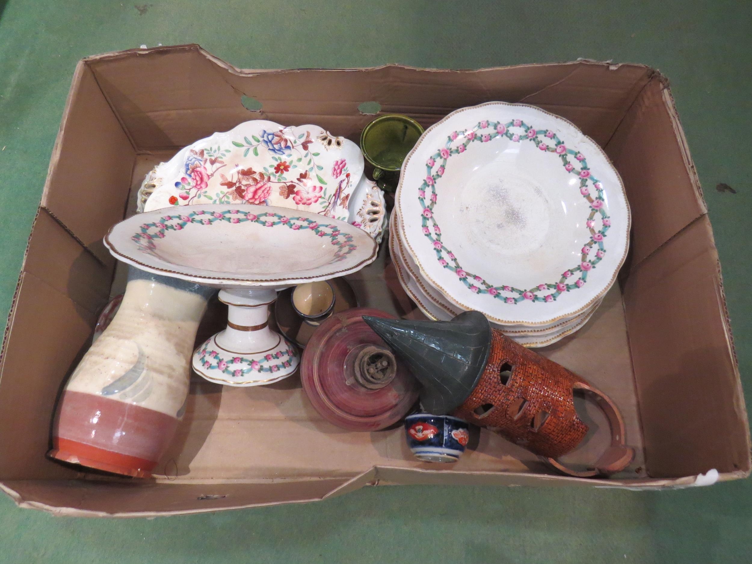 Two boxes of ceramics including 19th century and later examples - Image 2 of 3