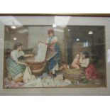 A pair of framed giclee prints after Italian artist Federico Mazzotta (1839-1897) 'Washing Day'