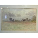 'A Norfolk Windmill' watercolour, signed Alfred Richardson Barber Ards NBE 1841- 1925 with