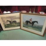 Two Victorian hand coloured equestrian engravings entitled "Leamington" and "Iroquois", Leamington