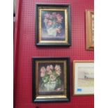 A pair of ebonised and gilt framed prints of tulips, 25cm x 19cm