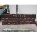 A cast iron GWR sign - Notice, 77.5 x 24.5cm