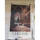 A British Railways advertising poster for CHESTER depicting inside Chester Cathedral, 101 X 64cm