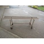 A 7 1/4" gauge loading trolley, approx 7' long