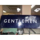 A B.R (E) enamel sign "Gentlemen" blue and white lettering, fully flanged, some chips to enamel,