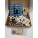 A box of uniform buttons from various pre-grouping companies and British Railways