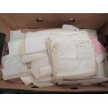 A box containing a large quantity of Debenture stock statements relating to railway employees from