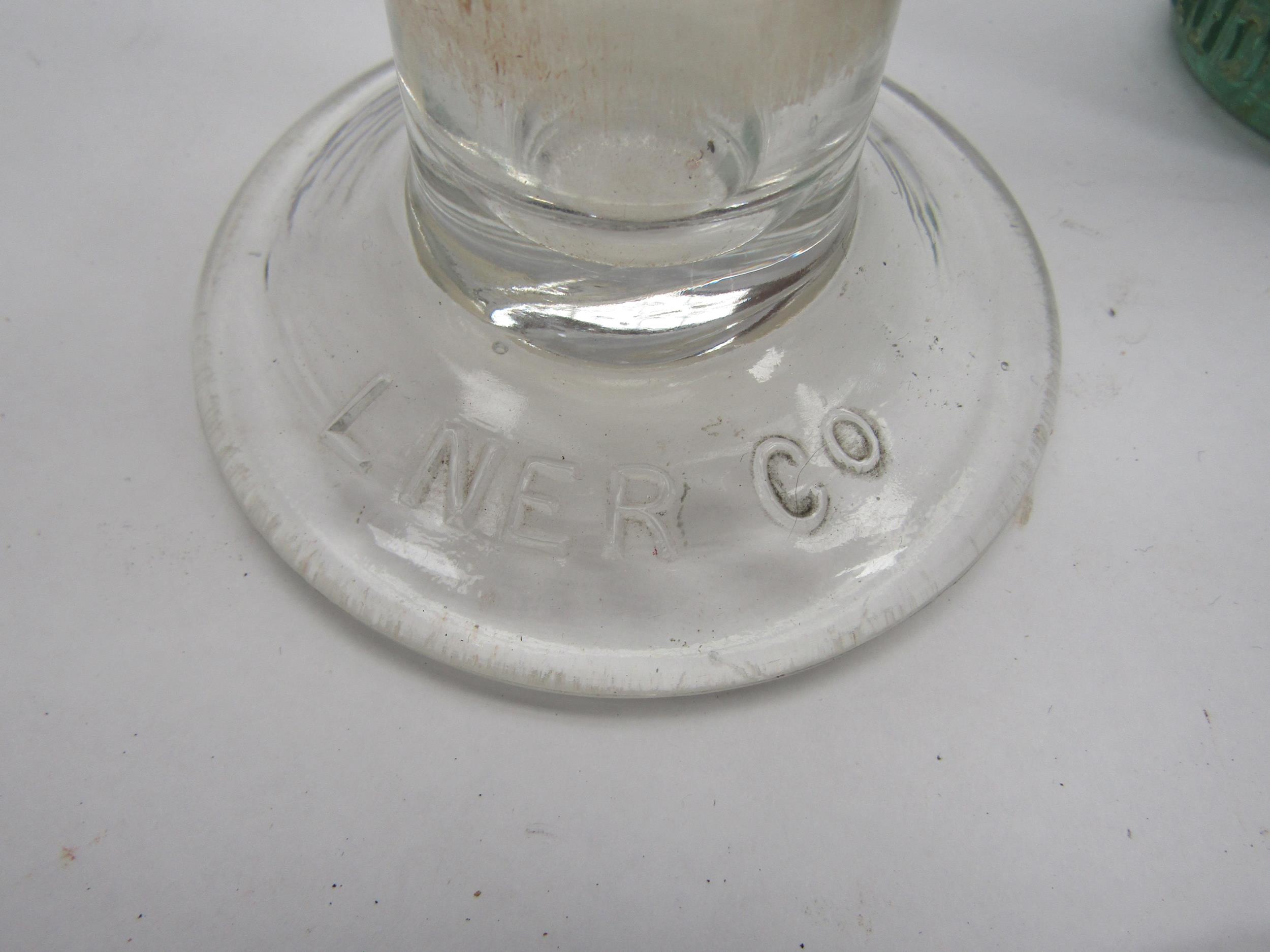 Three LNER candle holders codd bottle and an LMS ashtray (5) - Image 2 of 3