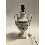 A Richard Ginori of Italy porcelain table lamp of urn form, enriched with gilt, 44cm tall with shade