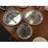 Three Hepworth Reproduction old Sheffield plate trays all with berry and leaf border, one inscribed,