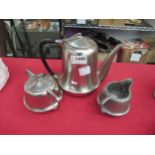 A retro 1960s pewter three piece coffee set