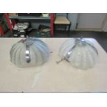 Two frosted glass clamshell style light fittings (2)