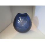 A Holmegaard blue retro glass vase, 16cm high