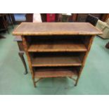 An early 20th Century bamboo three tier bookshelf. 90cm x 77cm x 30cm