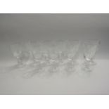 A set of six Royal Brierley crystal small wine glasses, and four matching sherry glasses