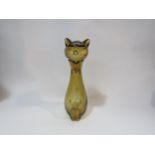 An Empoli amber glass cat form decanter, 33cm tall
