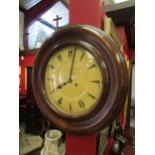 A large circular wall clock 18" diameter, Junghans spring-driven pendulum movement dated 1924,