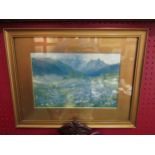 J. Mac-Whirter R.A. "June in the Tyrol", print. Framed and glazed 20cm x 30cm