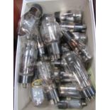 A box of thirty two rectifier valves with ocfal bases including Osram, Tungsram, Mullard, etc
