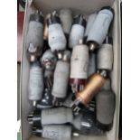 A box containing 33 Mazda octal valves including 10E/149, 44P65. ARTP2