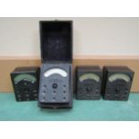 Four Avo Minor multimeters, serial numbers 48083-48 (in fitted case), 73663-943, 77760-146 and