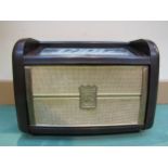 A French Radiola model 942A brown Bakelite cased valve radio, serial number 40072. C. 1953