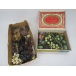 Two boxes of vintage jewellery and haberdashery items