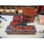 A table top two drawer chest, an Anglo-Indian style rectangular compartmental box and two Oriental