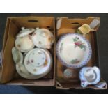 Two boxes containing a quantity of ceramic including Sampson Bridgwood dinnerwares, maling washset