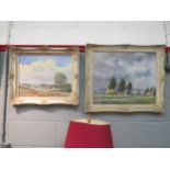 EDWARD CUSHION: Two oil paintings of Norfolk scenes, both signed bottom left, framed, 49cm x 60cm