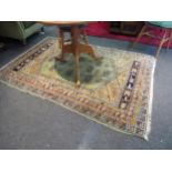 Two rugs, both Middle Eastern, red ground 124cm x 88cm, worn, and 206cm x 148cm some staining