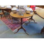 A 19th Century oak tripod table with vase shape column. 70cm high x 57cm diameter