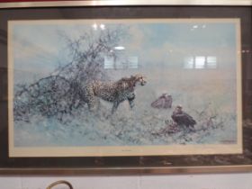 A David Shepherd print "The Scavengers" limited edition, signed in pencil, framed and glazed, 46cm x