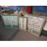 Three framed and glazed displays, two cigarette and one tea cards, Players and Wills planes, Ty-phoo