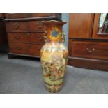 A Chinese floor vase, figural scene panels with foliage and flowers, 61cm high