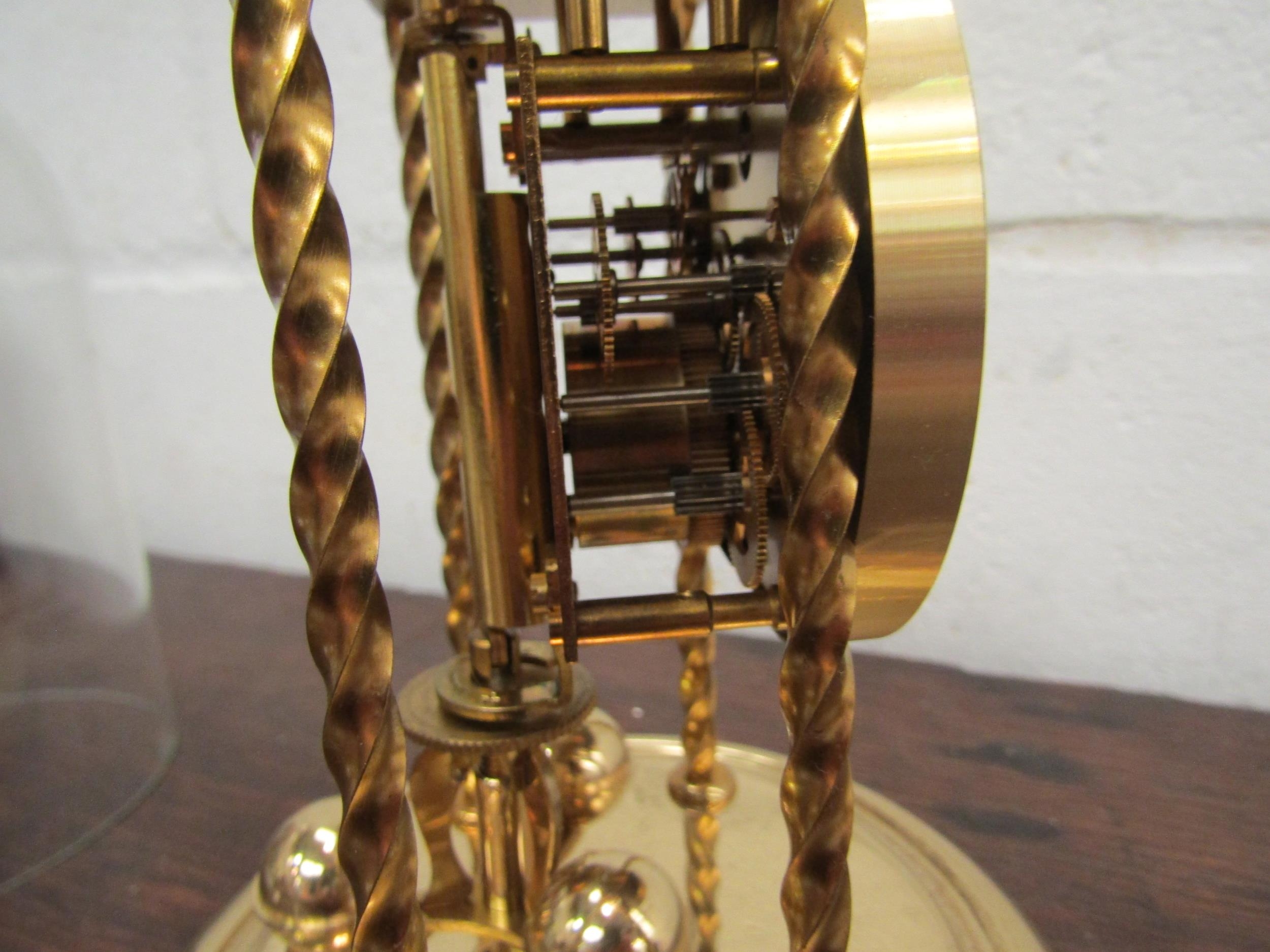 A modern brass and glass table lamp, a Kuma anniversary clock and twin light lamp (3) - Image 4 of 5
